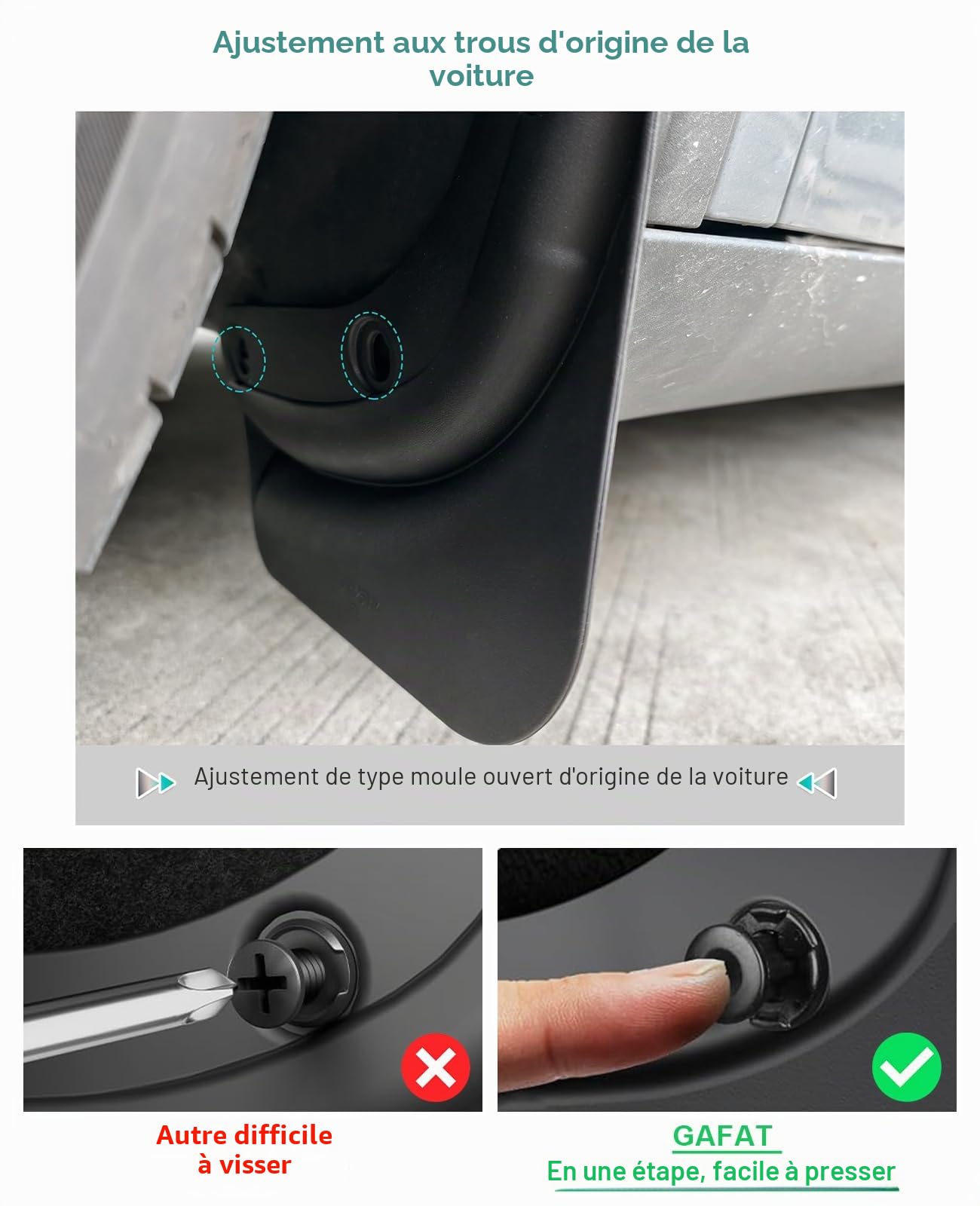 GAFAT 2025 2026 Tesla Model Y Juniper Premium Performance Garde-Boue Avant et Arrière, Protection, Pas de Perçage, Forte Ténacité, Tesla Model Y 2025 Accessoires [OEM Original] (4 PCS) [Pas Stαndαrd]
