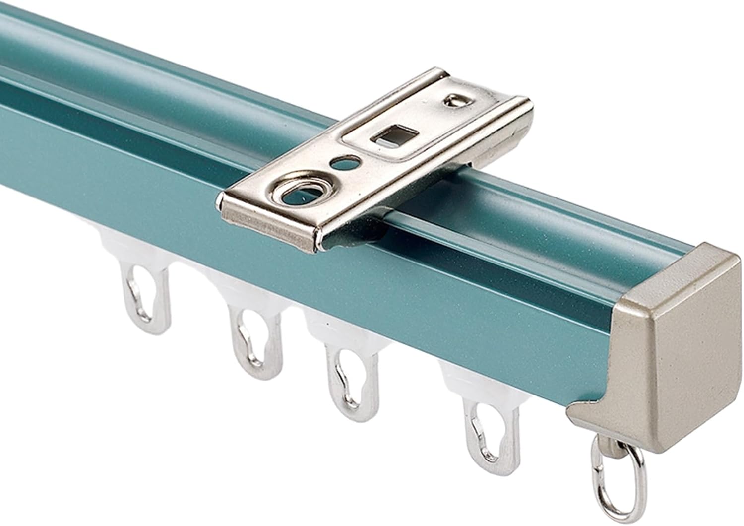 Ceiling Curtain Track Set, Aluminum Sliding Curtain Rail System, Room Divider Curtain Rod, Comes with Track, Roller, Installation Hardware and End Cap(Blue,3.2FT/100CM)