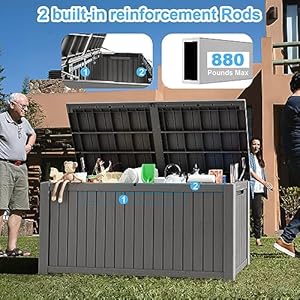 180 Gallon Lockable Resin Deck Box Waterproof UV Resistant Outdoor Storage Box for Outdoor Cushion Storage and Outdoor Delivery Storage Coffee