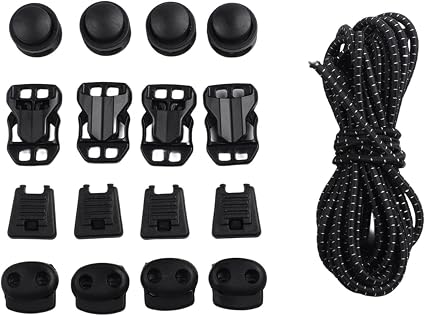 Lot De 17 Sangles élastiques Réglables En Latex Pour Sac à Dos – Boucles Et Lacets, Pour Rando, Camping, Alpinisme