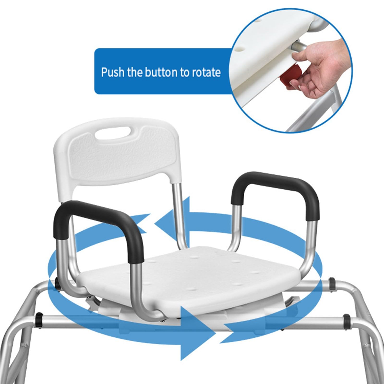 Silla para Bañera Y Ducha Giratoria,Asiento De Bañera para Personas Mayores Y Adultos,Silla De Baño con Respaldo Y Brazos Asiento Giratorio Bañera Montaje Sin Herramientas,Silla De Ducha