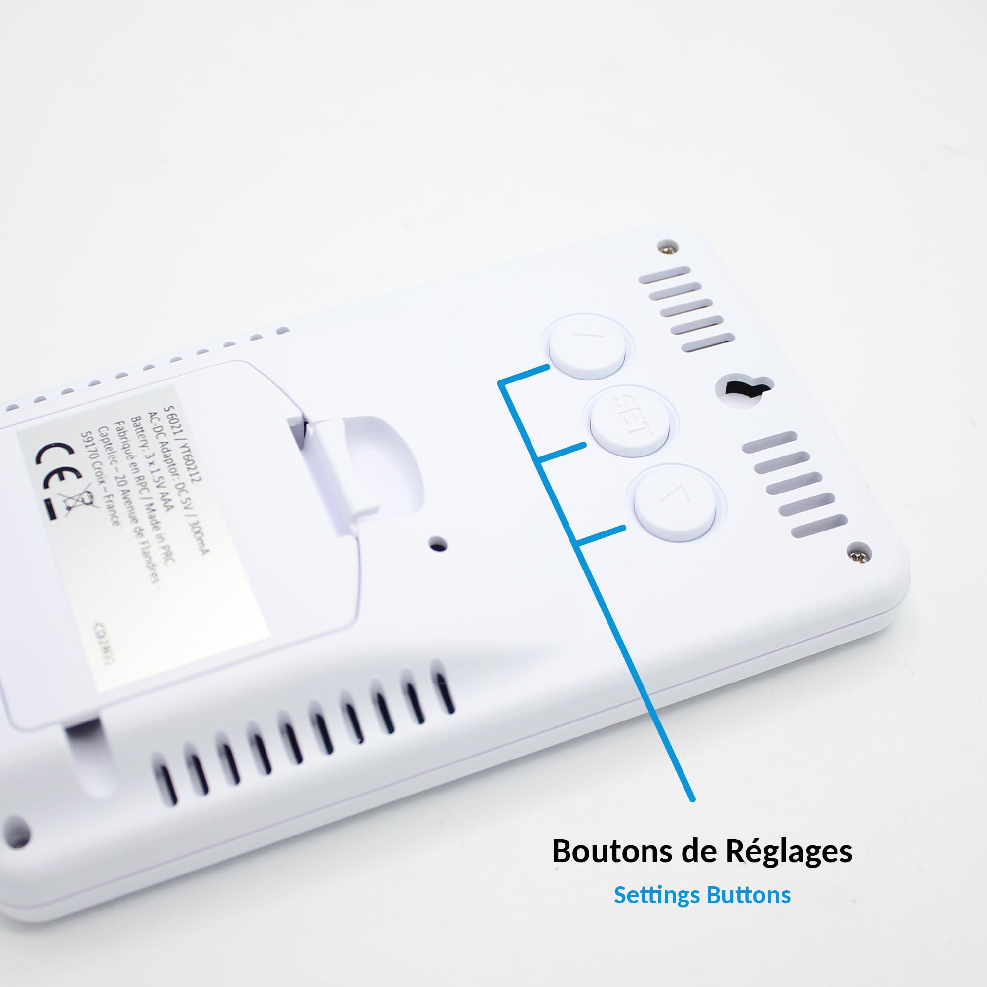 FISHTEC - Station Météo Intelligente Capteur Extérieur Écran LCD Ajustable Pluviomètre à Poser Affiche la Date, l'Heure, Température, l'Humidité, Prévoit Jauge Indication