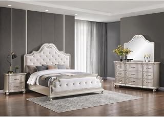 Roma Champagne queen four-piece bedroom furniture set