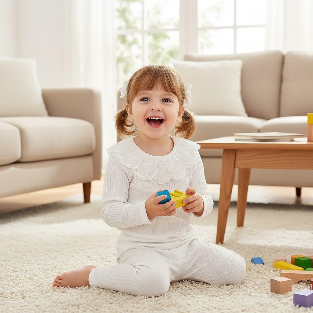 OPAWO Toddler Girl Long Sleeve Shirt Boho Embroidered Collar Ribbed Girls Tshirts Tops Blouse Fall Winter Clothes 12Months-5T - Image 2