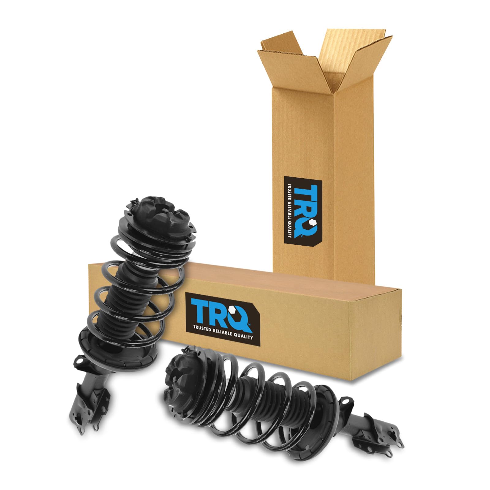 TRQ Front LH &amp; RH Strut &amp; Spring Assy Set Pre-Assembled Coil Spring
