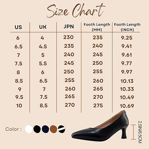 Miniatura 9 de ALLURENANA Zapatos de tacón bajo para mujer, puntera puntiaguda, gruesos, cómodos, sin cordones, tacón de bloque, puntera cerrada, zapatos de vestir