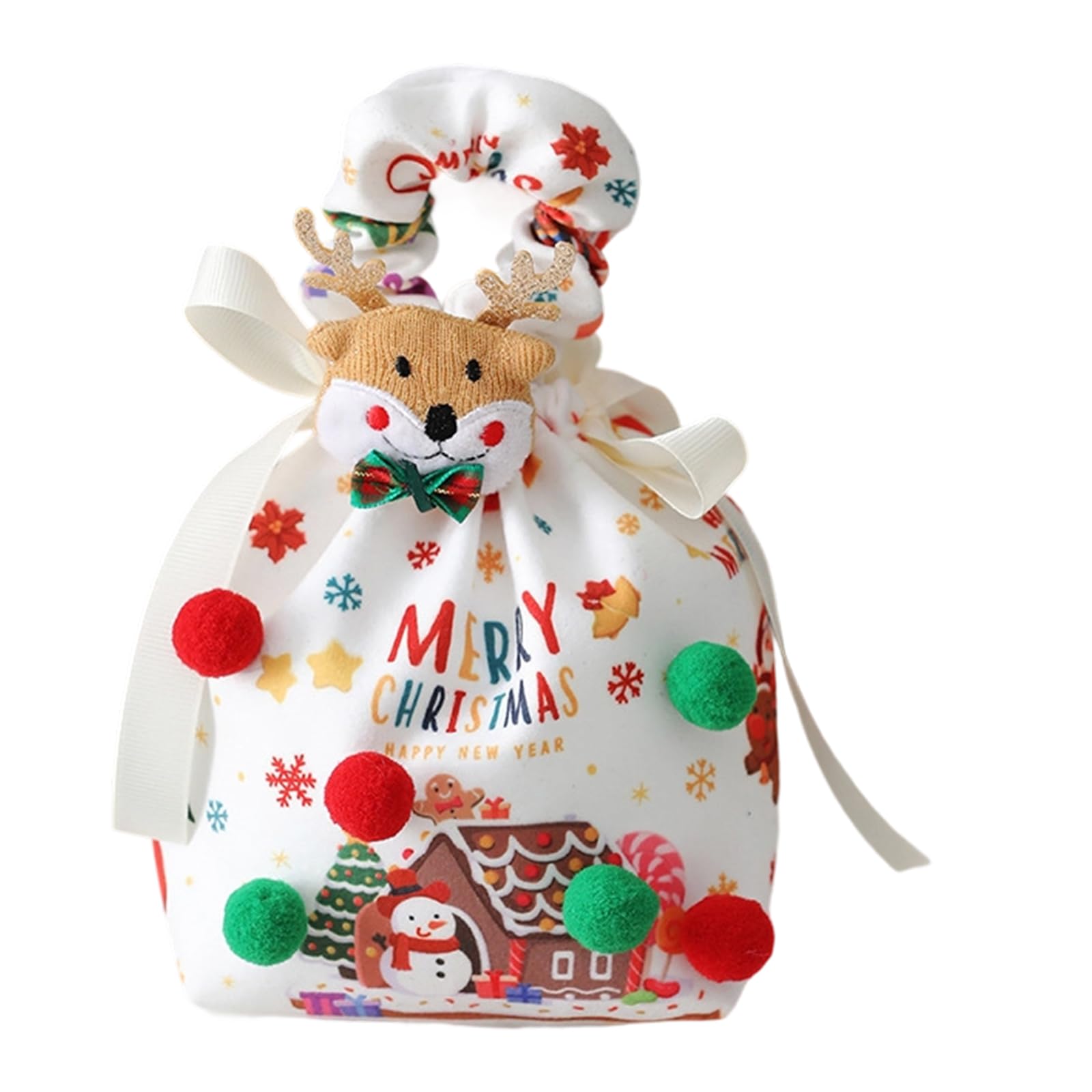 KAQNTUD Festival Santa Themed Fruits Candy Storage Bag Decorative Multipurpose Bags for Home Office Christmas Decorations Office Christmas Decorations