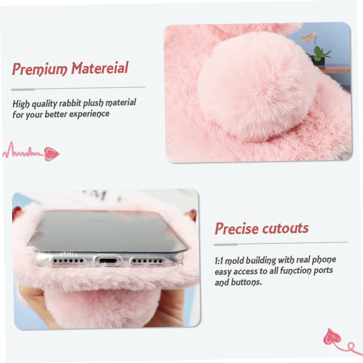 jojofuny 3pezzi Custodia Telefonica Morbida Forma Di Coniglio Per g Stylus Protezione Antisfregamento Peluche Tpu Copertura Fluffy Per Smartphone Accessorio Elegante e Resistente Per Ogni