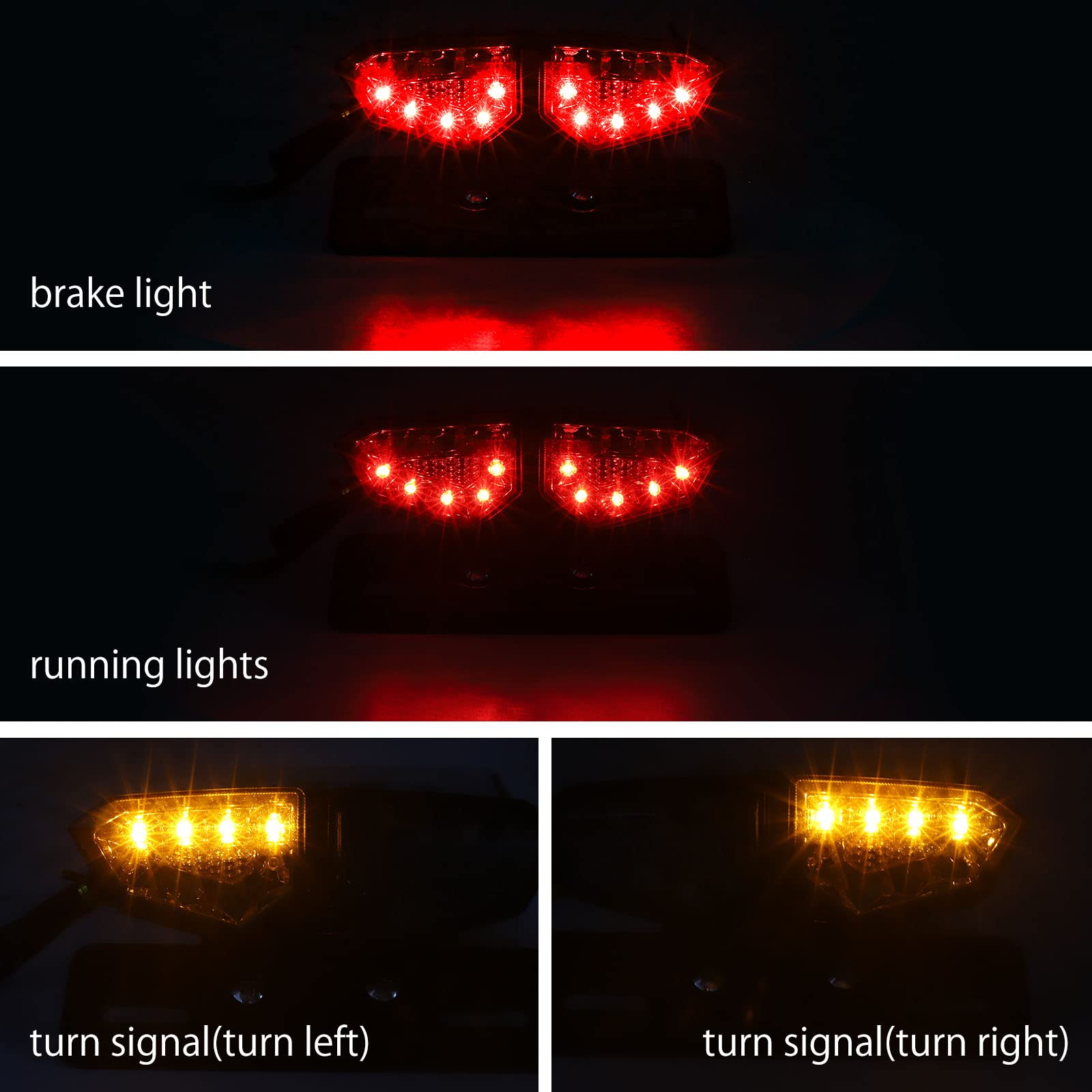 Moto Feu Arrière Frein Stop Feu De Course, Universel Rouge 12v Led Arrire Garde Boue Lumire 62326286