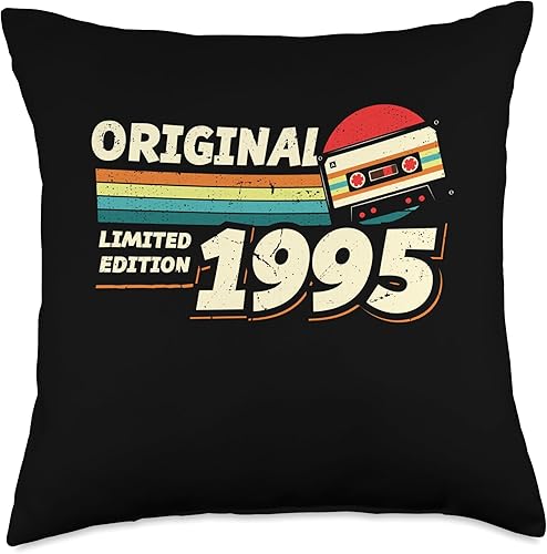 Retro Limited Edition 1995 Cassette Tape 29th Birthday Throw Pillow