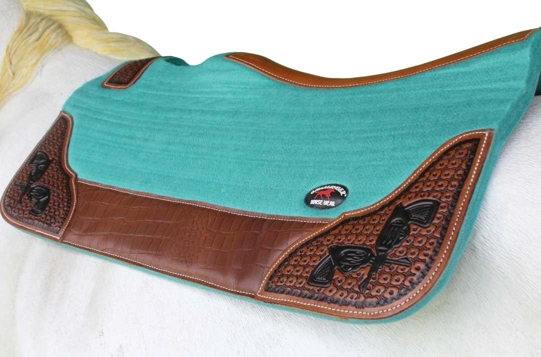 CHALLENGER Horse 39208TL - Sottosella terapeutico in feltro di lana, 81 x 76 cm, colore: foglia di tè