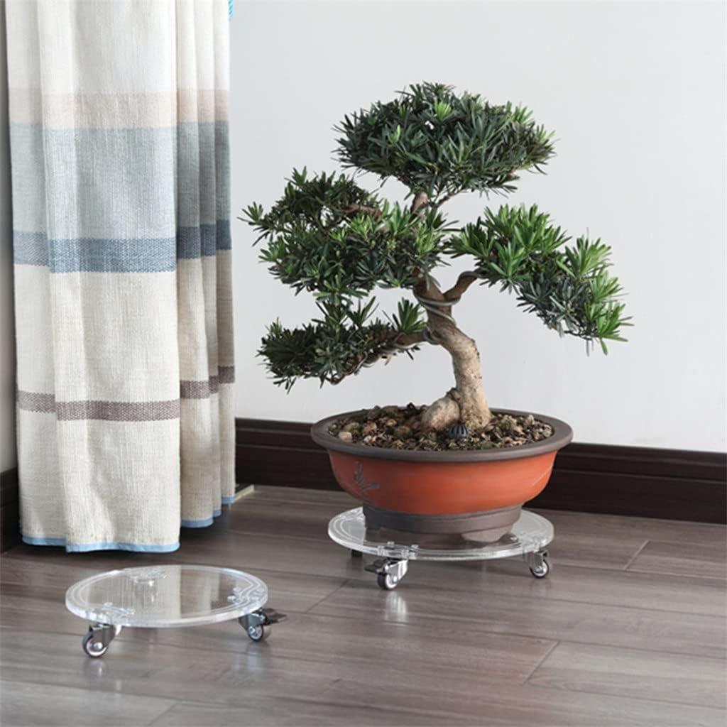 Removable Plant Stand Flower Pot Tray with Universal Wheel Heavy Duty Rolling Potted Rack(320mm)