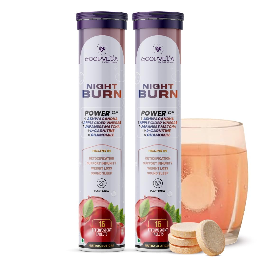 Goodveda Night Burn with Apple Cider Vinegar Tablet, Japanese Matcha + L- Carnitine, Helps in Detox, Weight Management and Immunity Boost (30 count (Pack of 1)) (B0DFWR5X7N) Amazon Price History, Amazon Price Tracker
