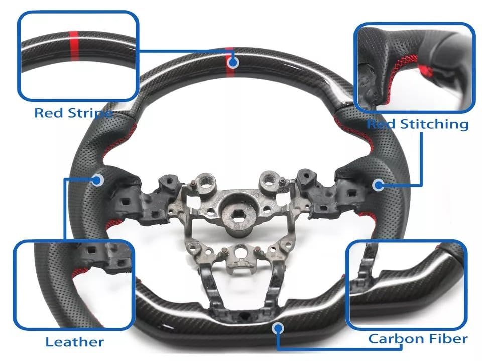 Carbon-Lenkrad, perforiertes Leder, rote Streifen, kompatibel mit MX-5 ND 2015–2024