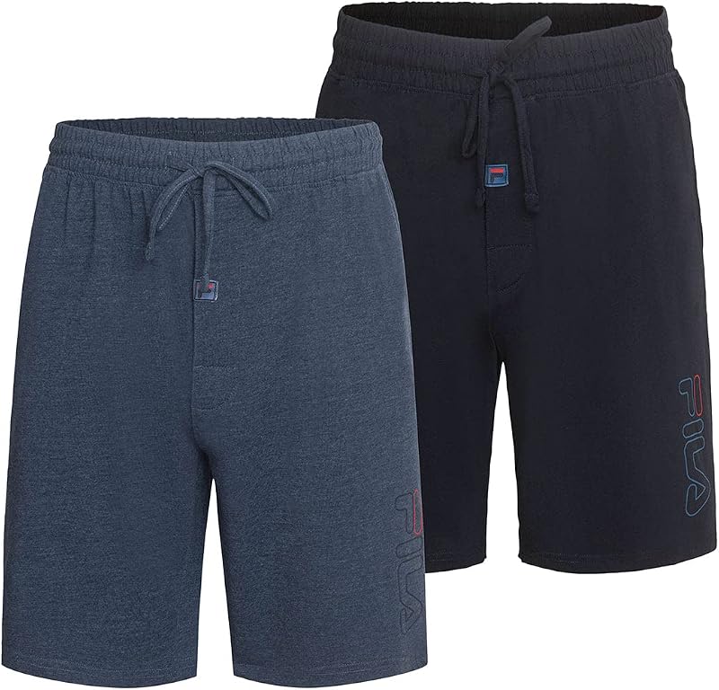 Fila Men's 100% Brushed Jersey Pajama Night Sleep Short, Various Pack Size Options (Single Pack or 2 Pack)