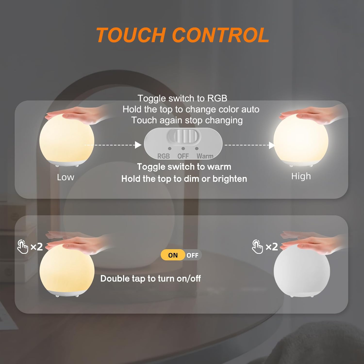 Nachtlicht für Kinder, USB-wiederaufladbare LED-Nachtlichter, Tischlampe mit dimmbarem, warmem Licht, 7 Farben, Touch-Steuerung, 0,5/1 Stunde Timer für Kinderzimmer, Baby, Schlafzimmer und