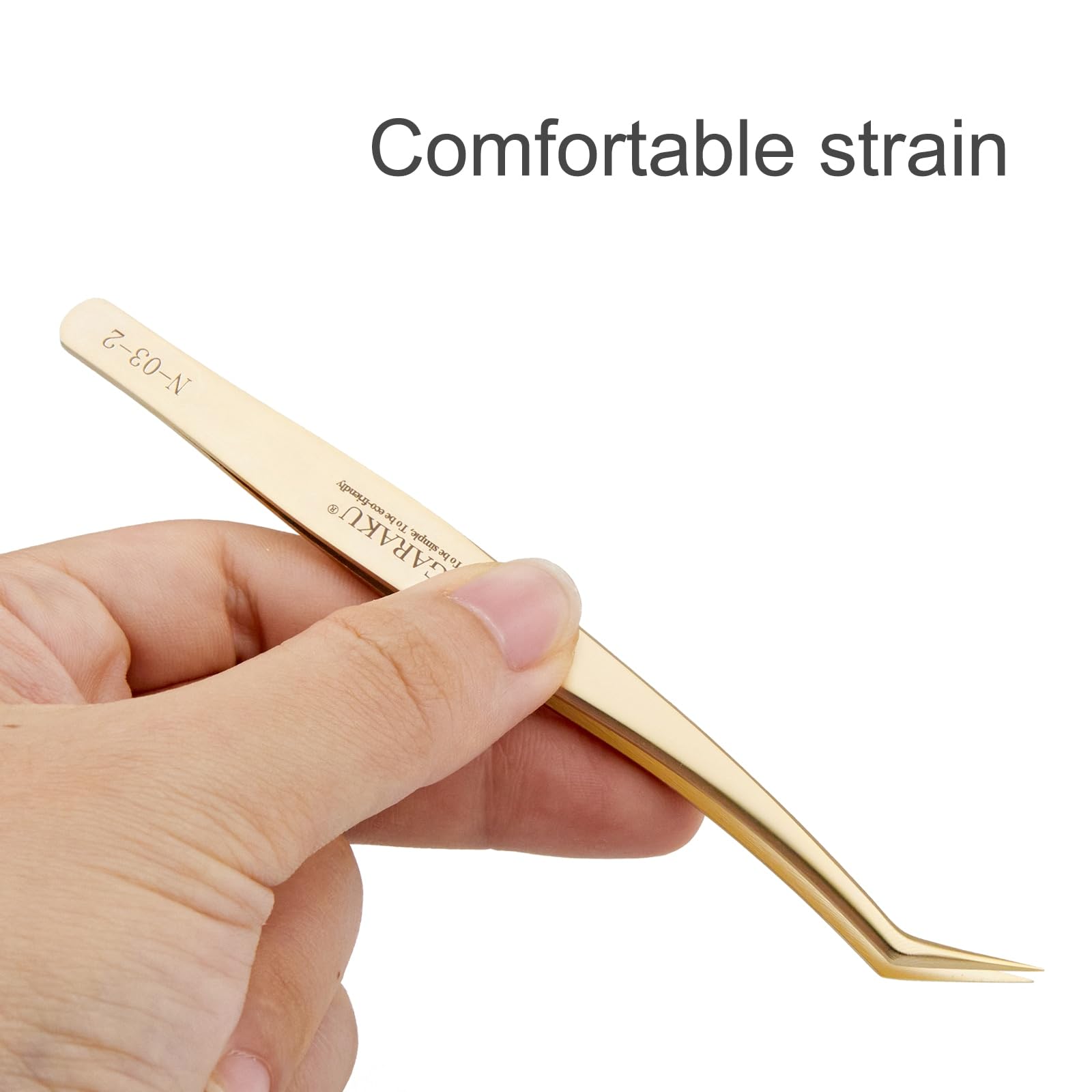 NAGARAKU Gold Eyelash Extension Tweezers - Curved Angled Stainless Steel Precision