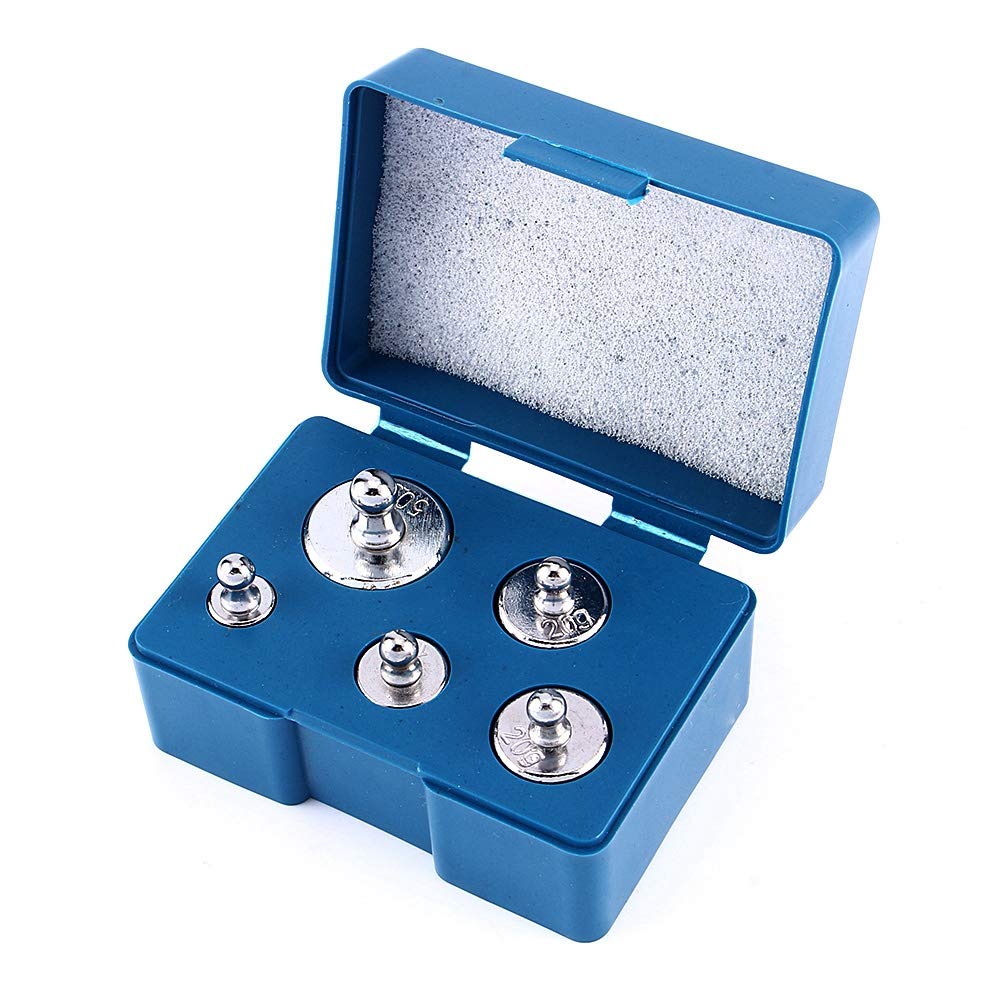 105g Total Scale Balance Calibration Weight Set 5g 10g 20g*2 50g Grams Chrome Steel Precision Calibration Weights with Tweezers for Lab Digital Scale Jewellery Scale