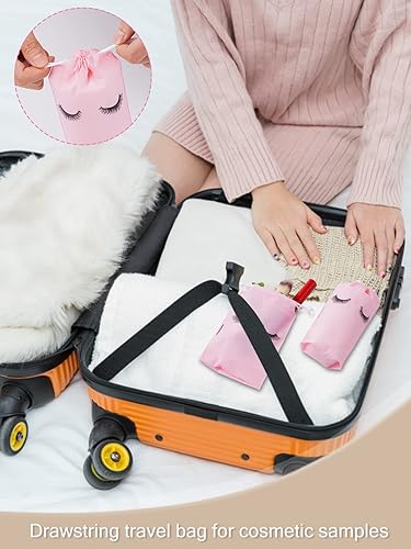Miniatura 6 de Rohuis 50 bolsas de pestañas para clientes  Bolsas de muestras de champú cosmético con cordón para mujeres y niñas, suministros para pequeñas