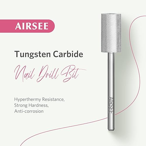 Miniatura 2 de AIRSEE Broca de carburo de tungsteno para uñas acrílicas, punta de cabeza de máquina de archivo eléctrico Efile para manicura, arte de pulido,