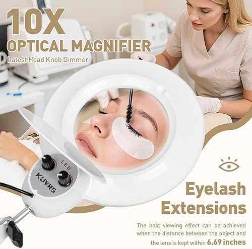 Miniatura 4 de Lupa de 10 veces con luz y soporte, 24 W y 2200 lúmenes, lámpara magnética de atenuación cálida y fría infinita para esteticistas, lámpara de pie