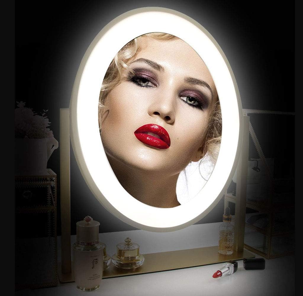 Mirror Gold Led Intelligent Vanity Makeup Mirror with Touch Control Stepless Dimmable Tabletop Cosmetic Mirror 3 Color Light Source Soft Eye Protection 30X40Cm image 2
