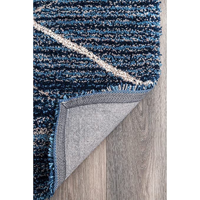 Image of Shaggy Rug for Bedroom Living Room 3X5 FEET Fluffy Plush Area Carpet with Non Slip Backing, Modern Cozy Floor Rug for Home Decor and Comfort (Luxury Mustard-Blue)