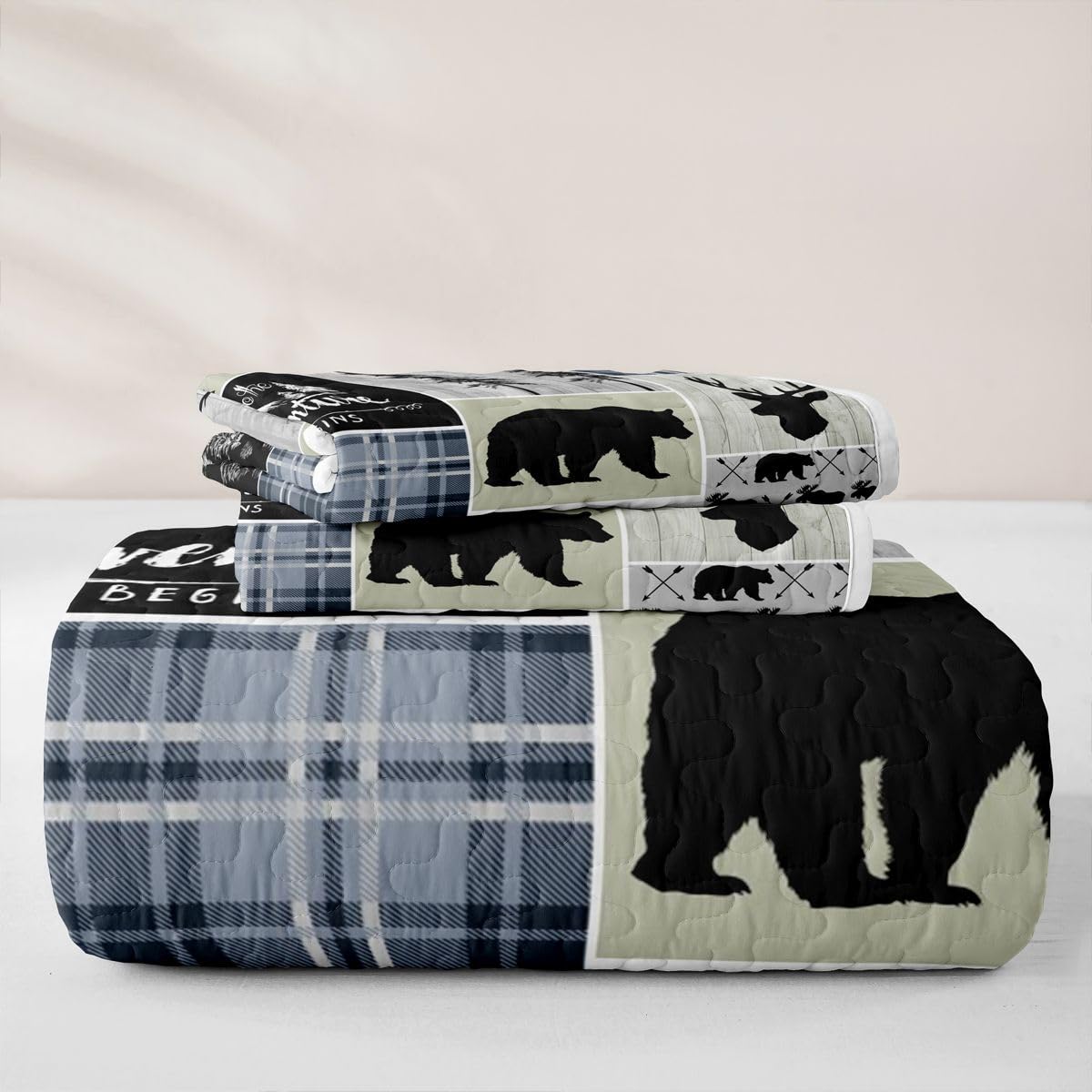 Homewish Set di biancheria da letto matrimoniale trapuntato con orso