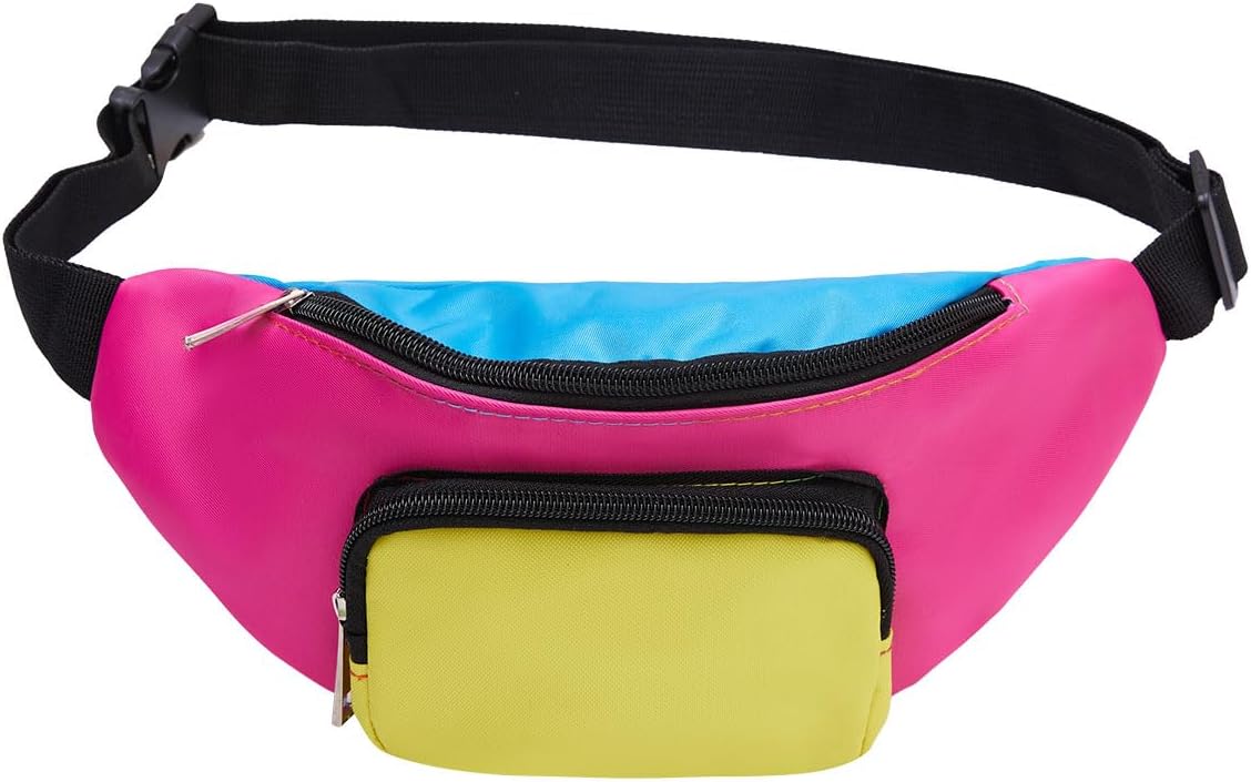 Neon Retro 80s Fanny Pack Neon Accessories 80s 90s Costumes for Women Men Belt Bags Vintage Waist Packs for Party Travel 80s Theme Party