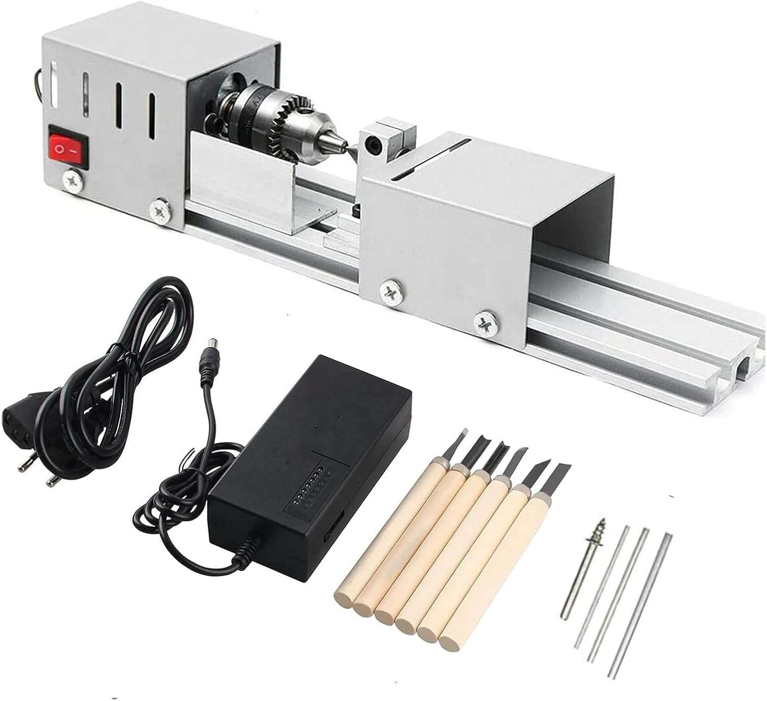 Mini Woodworking Lathe 12V-24VDC 96W Mini Lathe Beads Polisher DIY CNC hining for Table Engraving Grinding Wood St Glass Ceramics