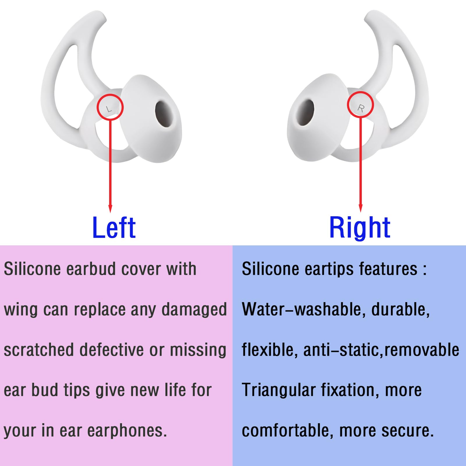 Almohadillas de silicona de repuesto para auriculares compatibles con Bose Quietcomfort y Sport, 3 pares