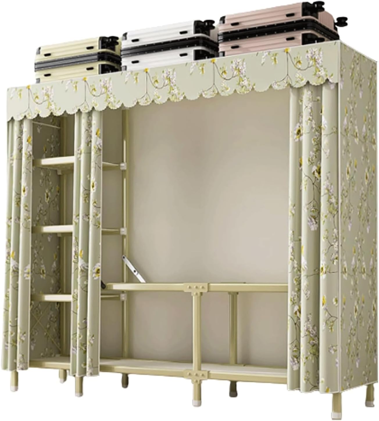 Portable Wardrobe Closet with Hanging Rod Clothes Closet Oxford Fabric 163cm/190cm Storage Closet for Bedroom Large Wardrobe(A)