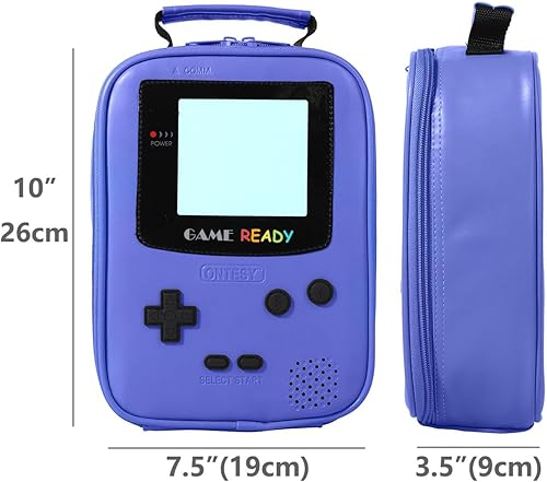 Miniatura 3 de ONTESY Gameboy - Lonchera de cuero reutilizable, impermeable, con aislamiento térmico, bolsa de juguete para niños, niñas, niños, adolescentes,