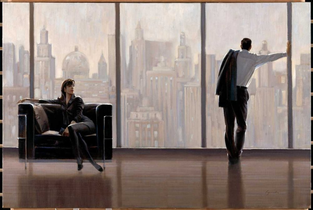CANVAS-FRAMED-with-AMERICAN-BOX New York State of Mind Lynch Brent - Figurative horizontal Art print Image art print paper canvas frame Floating frame 31_X_47_in