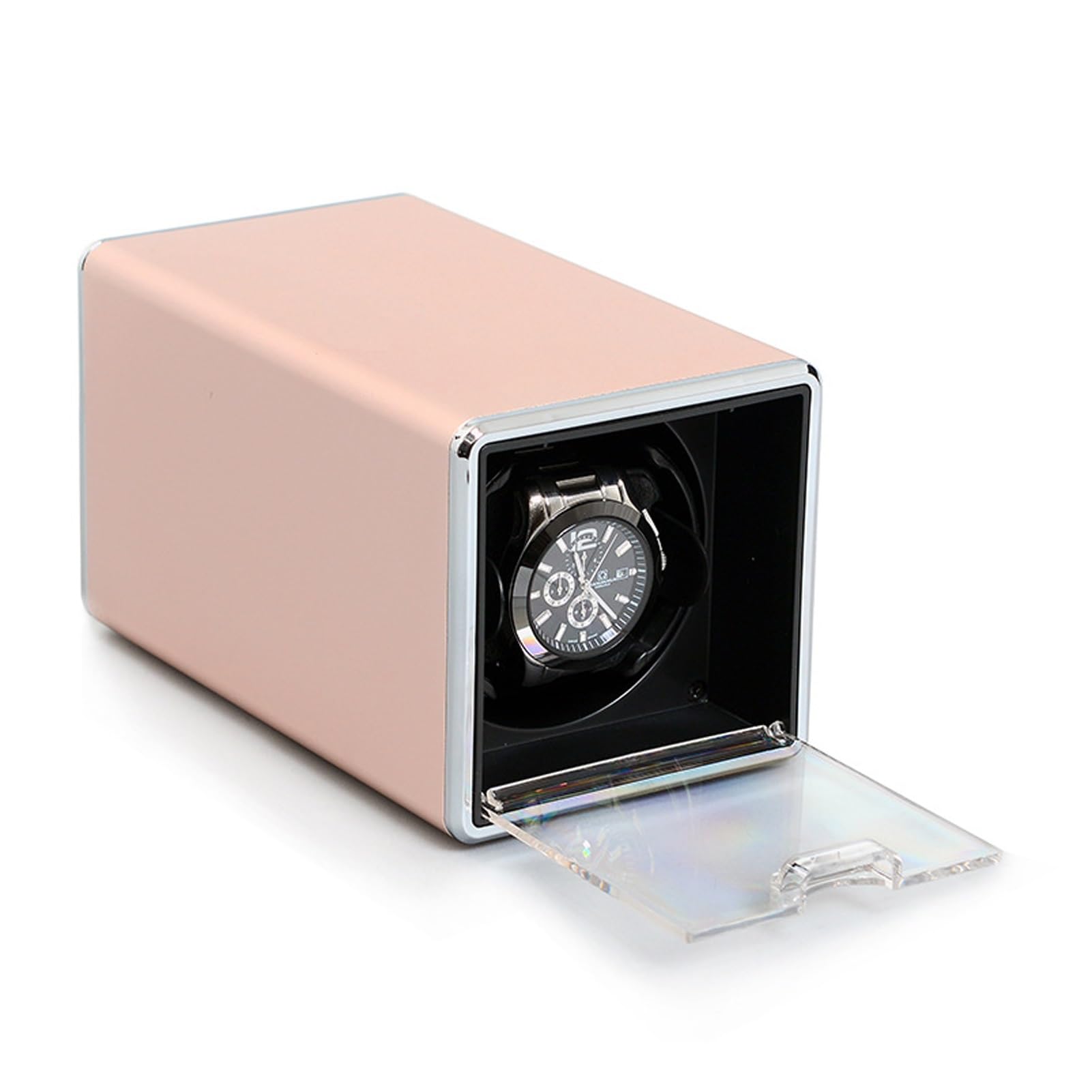 OUZVI Automatic Single Watch Winder For 1 Watches Self-Winding Mechanical Watch Box Case Pu Leather Metal Watches Rotation Storage Display Box With Quiet Motor For Men An,A (E)