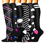 Compression Socks for Women & Men 6 Pairs is Best Supportive Knee High Stockings for Circulation, Travel, Nurses