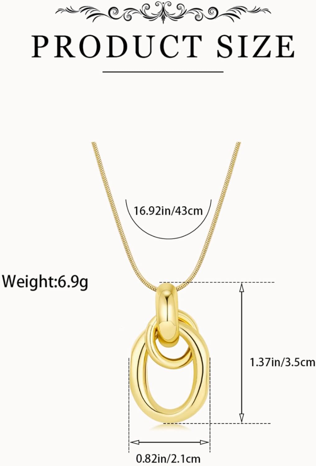 Chunky 14K Gold Plated Pendant Necklace for Women 14K Gold Plated Statement Necklace Non Tarnish Knot Circle Pendant Trendy Jewelry - Image 6