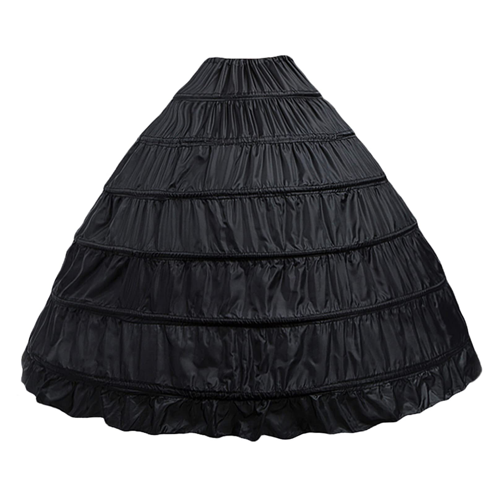 ASOOX Hoop Skirt for Women Ball Gown Petticoat Skirt Slip Crinoline Underskirt (6 Hoop Skirt-Black)