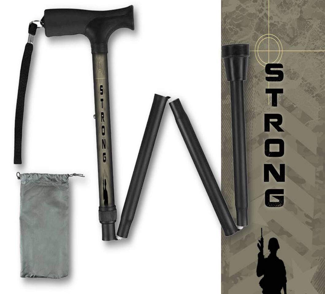 Foldable Walking Cane Military Veteran US Army Strong Collapsible Lightweight Travel BFunkyMoblity