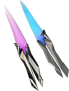 SUJEBKC 2 Cuchillos de juguete Valorant de plástico, azul con degradado y rosa con degradado, réplicas de juguete del juego Valorant