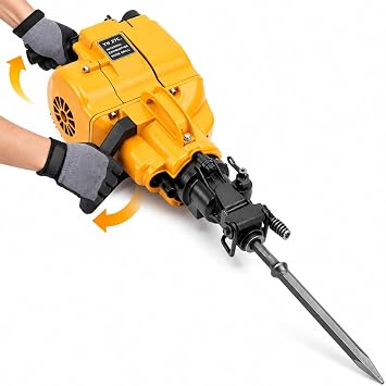 Yn27c Rock Drill - 2-Stroke Gasoline Rock Breaker Hammer, Handheld Demolition Drill, Single-Cylinder Air-Cooled, Max 19.69ft Depth - for Concrete, Stone, Rock Drilling
