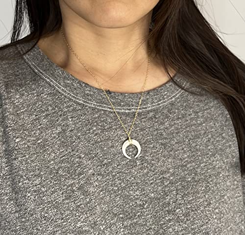 Jennyandjude Small White Mother Of Pearl Double Horn Gold Necklace // Crescent Moon Also In Sterling Silver And 14K Rose Gold Fill #TOP3