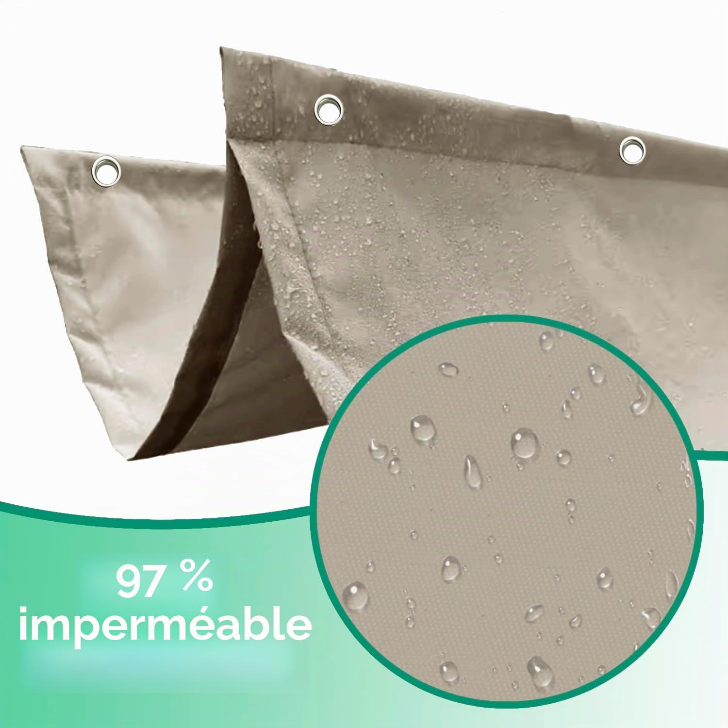 Rétractable Vague Voile-D'ombrage Imperméable 300x350cm(BxL) Pare-Soleil rétractable pour pergola Voile d'ombrage à Vagues coulissantes pour Jardin extérieur arrière-Cour Kaki