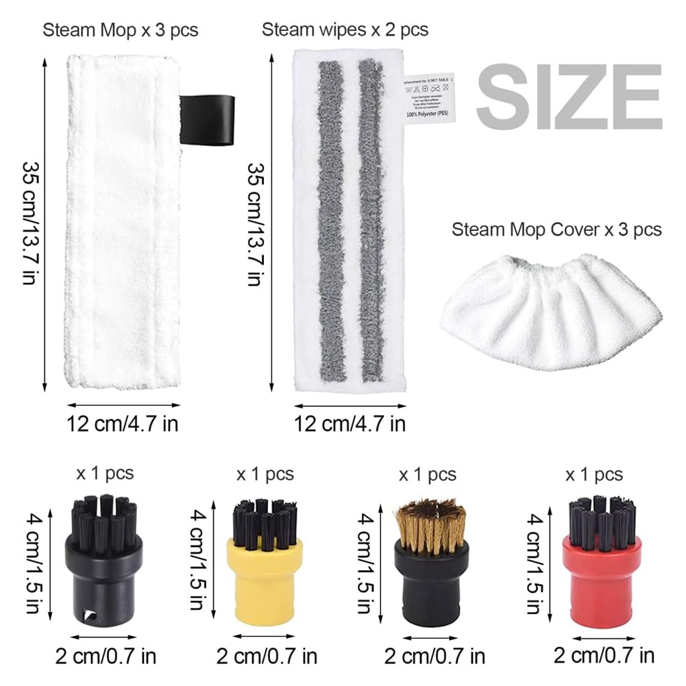 Set 14 Accessori Per Pulitore A Vapore Kärcher SC2 SC3 SC4 SC5 Easyfix - Panni Microfibra E Spazzole