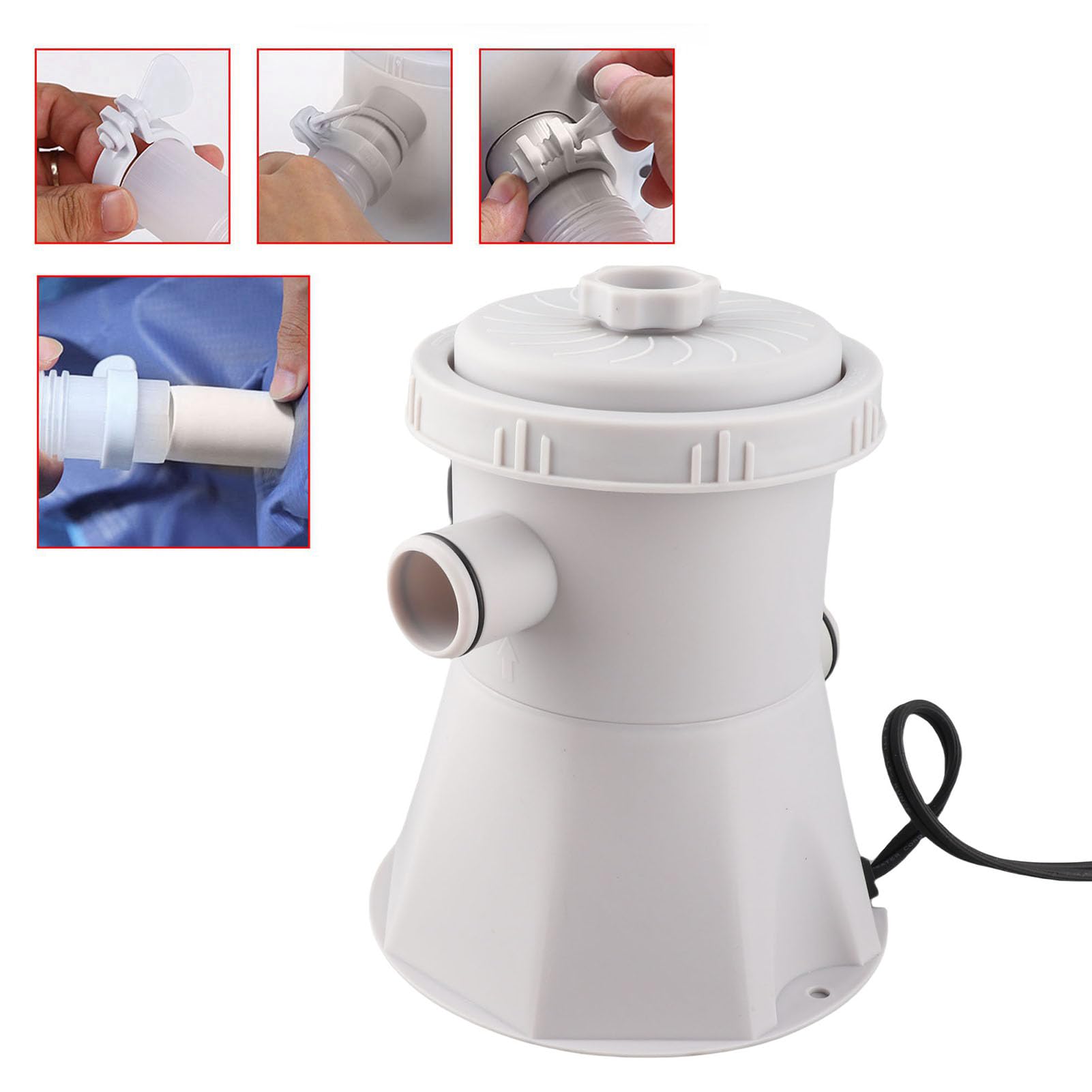 Pompa filtro per piscina, portata 300 GPH, filtro per pompa dell'acqua della piscina, cartuccia ad alta efficienza filtro elettrico per piscina per migliorare la circolazione e la filtrazione