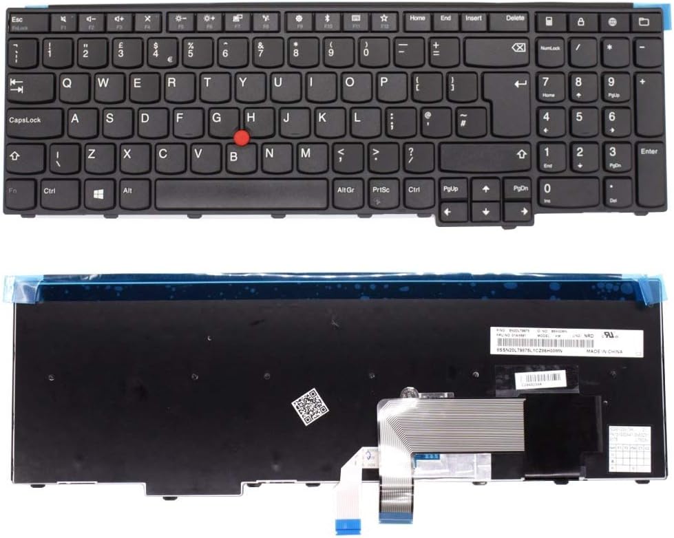New Laptop Keyboard Replacement for Lenovo Thinkpad Edge E531 E540 L540 T540P T550 T560 Non Backlit UK Layout English Keyboard QWERTY with Frame+Mouse Pointer UK Ship