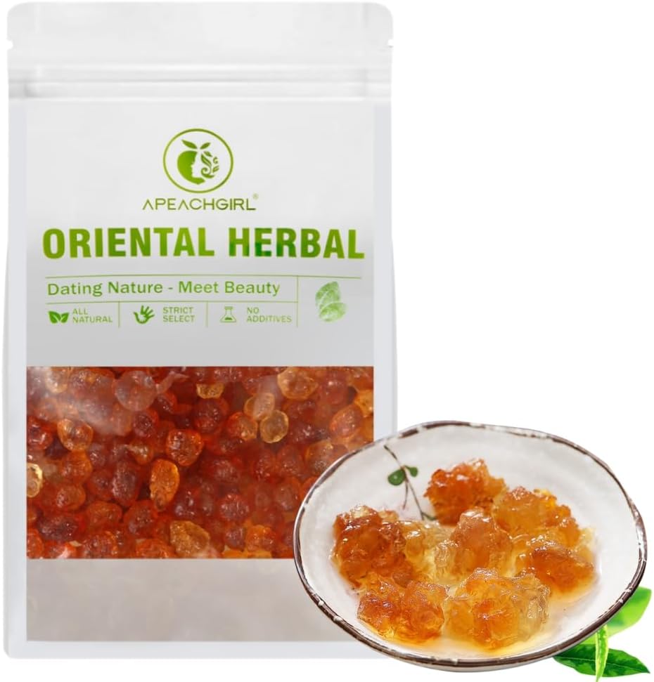 Yunnan Premium Natural Wild Peach Gum (16 oz / 1LB), Edible Gum, Health and Beauty Leisure Dessert, Resealable Bag