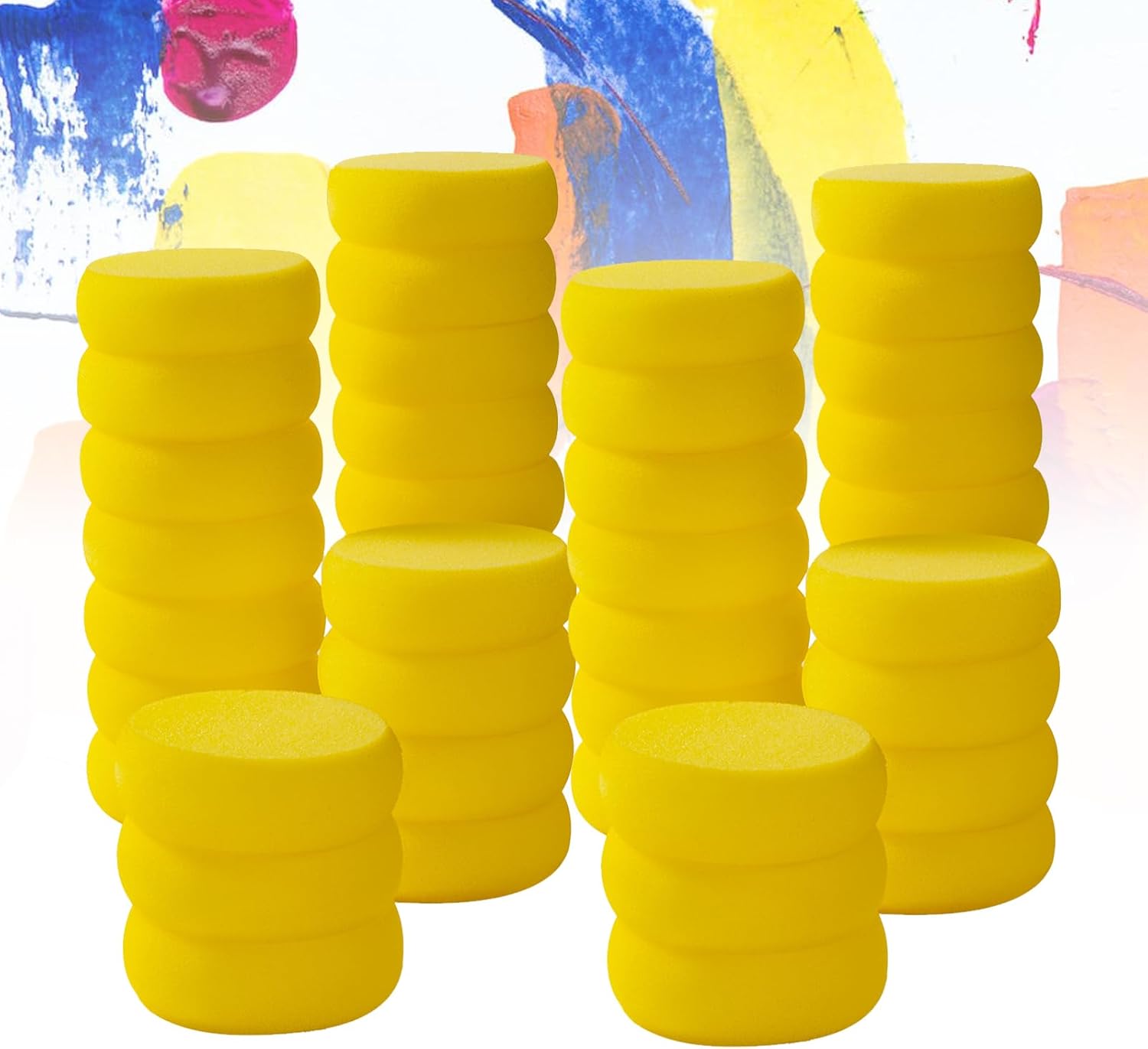 50 Pack Round Painting Sponge 2.9 inch, Yellow Watercolor