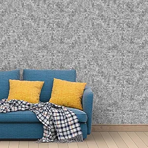 WallMall Plain Self Texture Wallpapers for Walls Living Room roll Full Wall Decor 1.74feet x 33feet(57 sqft) (Light Grey-Silver Color)
