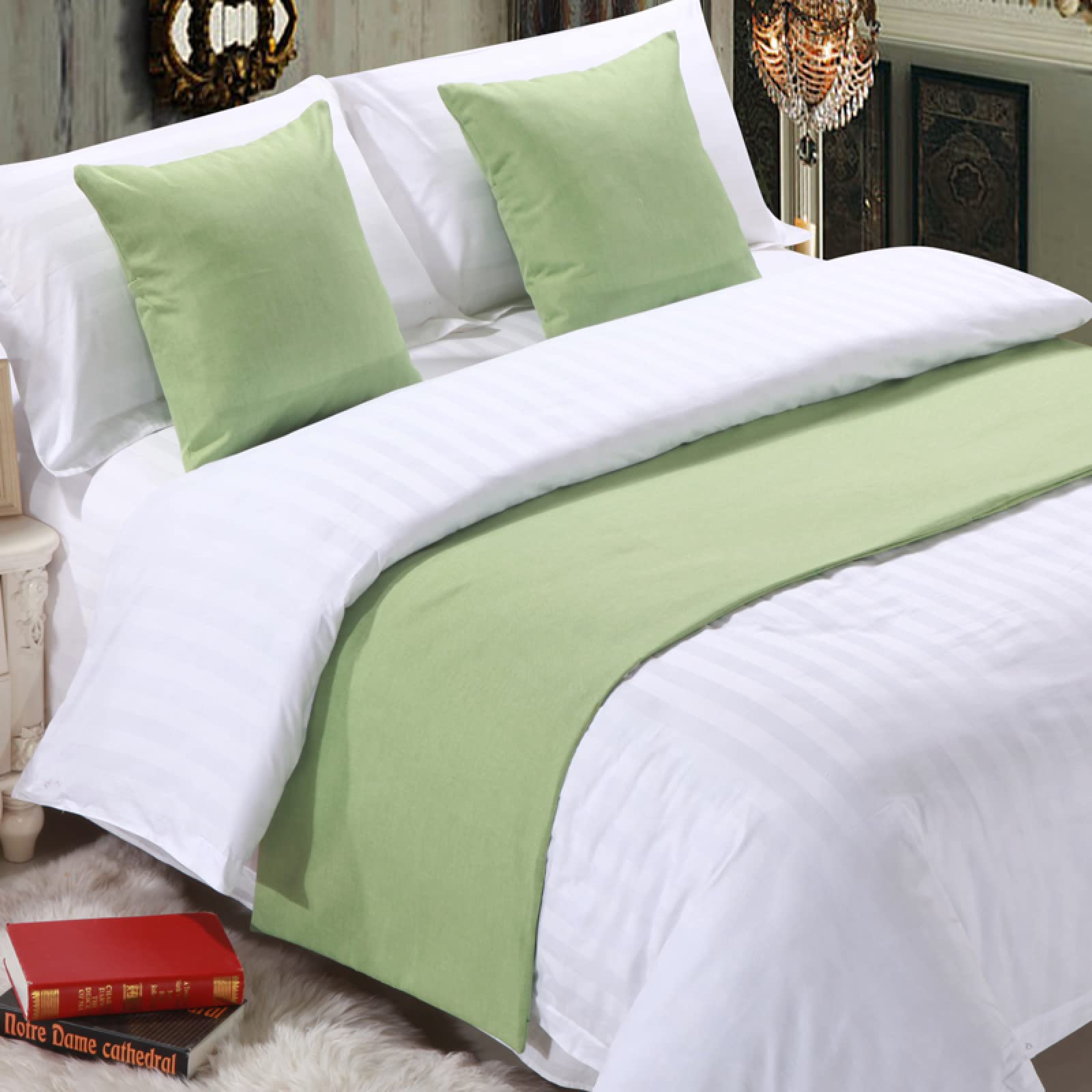 GZQIAWY Bedspread Bed Runner Throw Home Hotel Plain Thick Cotton Linen Solid Color Bedroom Tail Towel Protector Bedding Decor Bed Blue-A 50 x 180cm (Bed Scarf Only)